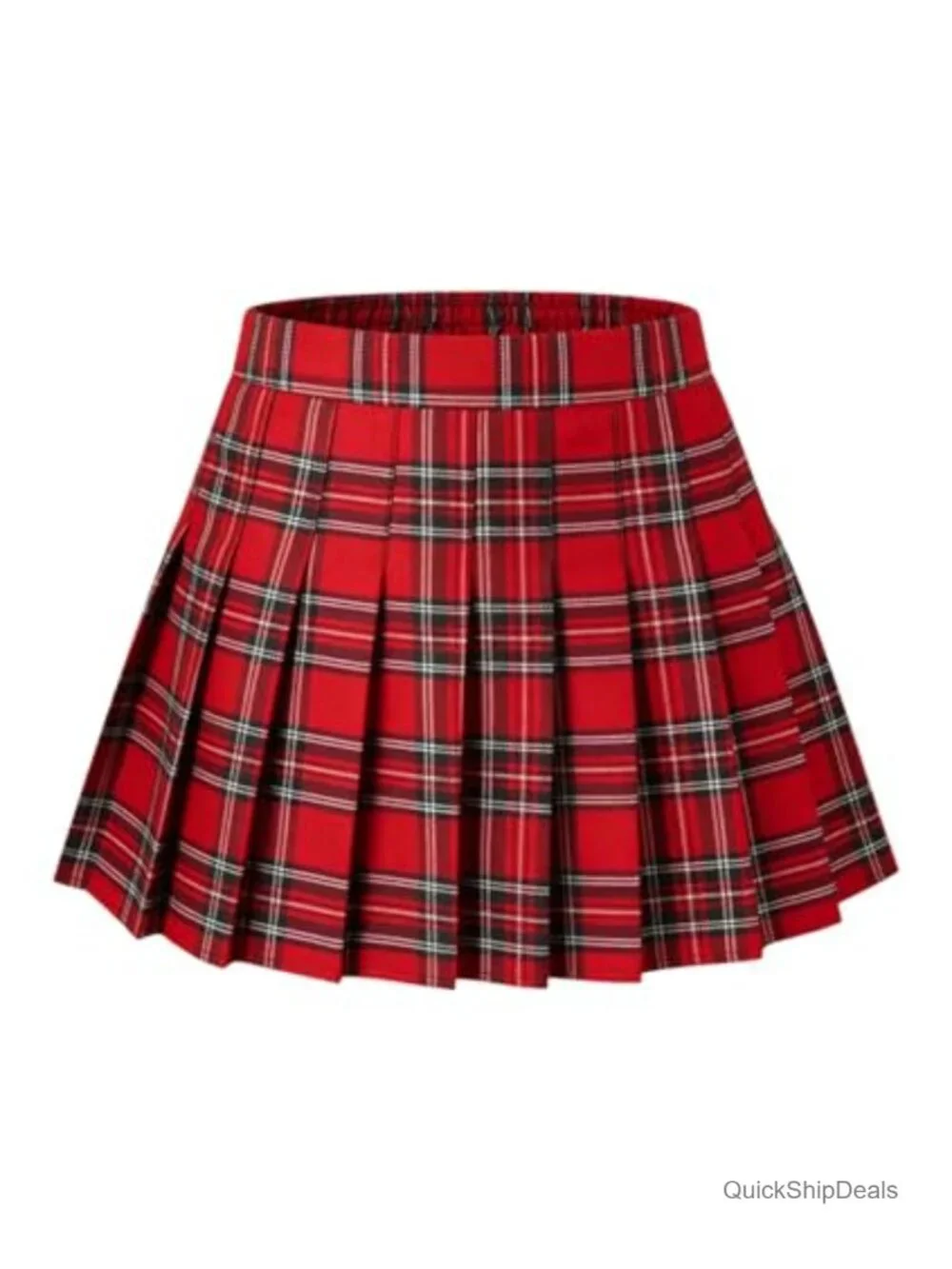 Pleated Skort with Built-in Shorts High Waisted A-Line Above Knee Active